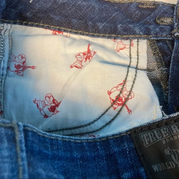 TRUE  RELIGION Sz 27 Disco Becky Big T Swarovski Crystal Distressed Jeans - Picture 11 of 14